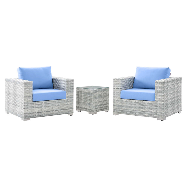 Convene 3-Piece Outdoor Patio Set - Light Gray Light Blue