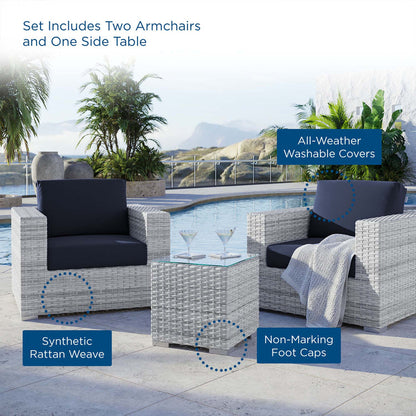 Convene 3-Piece Outdoor Patio Set - Light Gray Navy