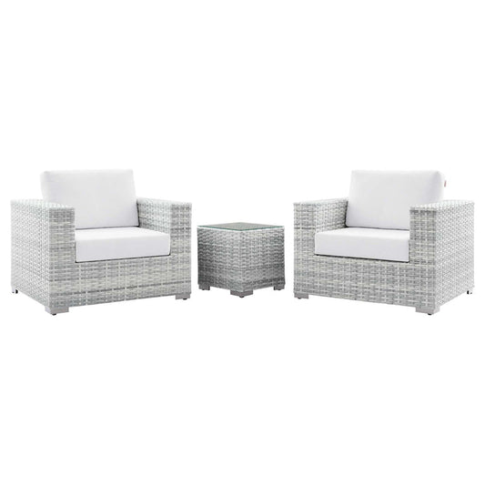 Convene 3-Piece Outdoor Patio Set - Light Gray White