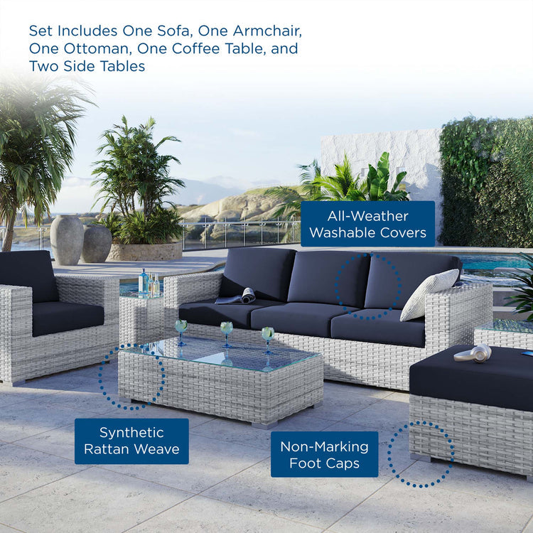 Convene 6-Piece Outdoor Patio Set - Light Gray Navy