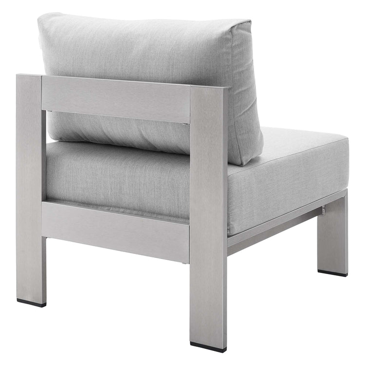 Shore 7 Piece Sunbrella® Fabric Outdoor Patio Aluminum Sectional Sofa Set - Silver Gray