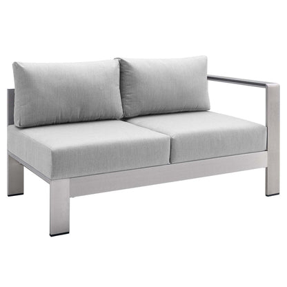 Shore 7 Piece Sunbrella® Fabric Outdoor Patio Aluminum Sectional Sofa Set - Silver Gray