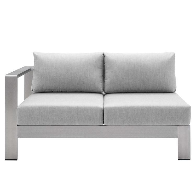 Shore 7 Piece Sunbrella® Fabric Outdoor Patio Aluminum Sectional Sofa Set - Silver Gray