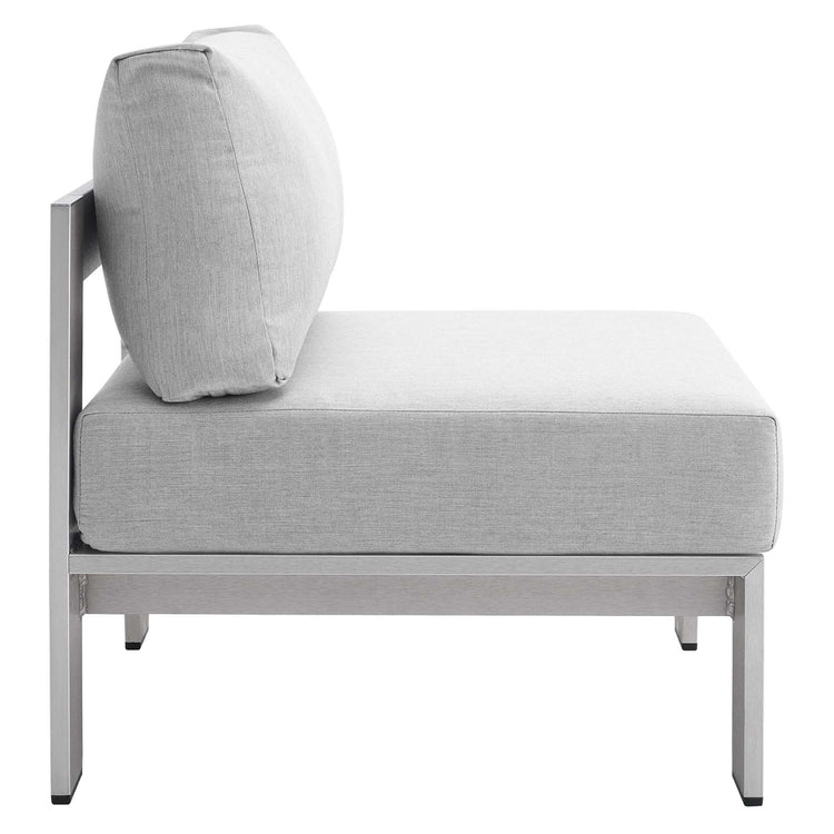 Shore 8 Piece Sunbrella® Fabric Outdoor Patio Aluminum Sectional Sofa Set - Silver Gray