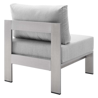 Shore 8 Piece Sunbrella® Fabric Outdoor Patio Aluminum Sectional Sofa Set - Silver Gray