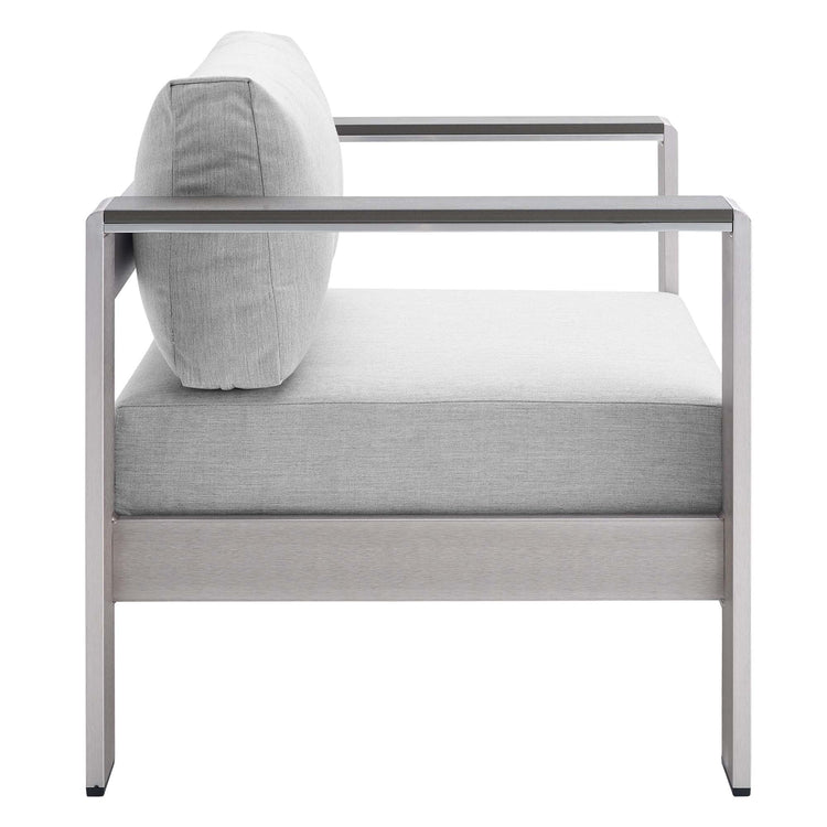 Shore 8 Piece Sunbrella® Fabric Outdoor Patio Aluminum Sectional Sofa Set - Silver Gray