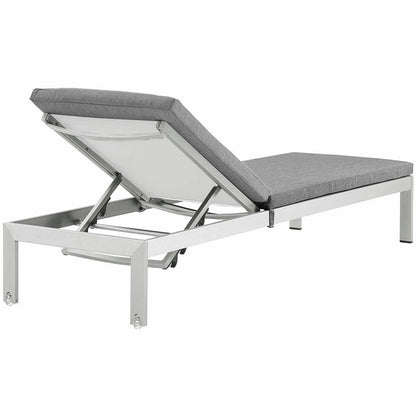 Shore Outdoor Patio Aluminum Chaise with Cushions - Silver Gray