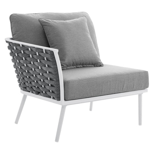 Stance Outdoor Patio Aluminum Left-Facing Armchair - White Gray