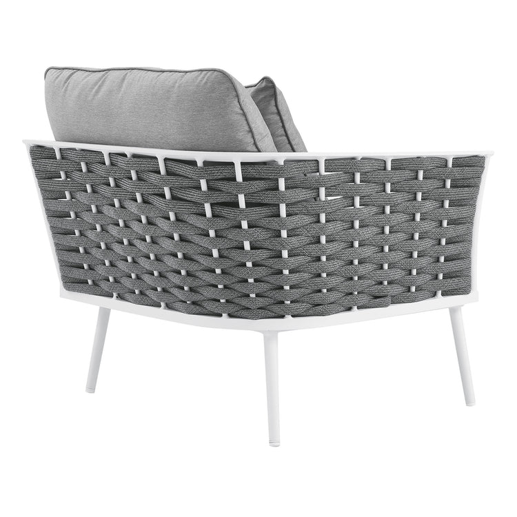 Stance Outdoor Patio Aluminum Left-Facing Armchair - White Gray