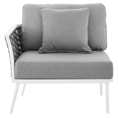 Stance Outdoor Patio Aluminum Left-Facing Armchair - White Gray