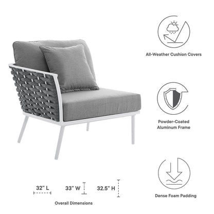 Stance Outdoor Patio Aluminum Left-Facing Armchair - White Gray