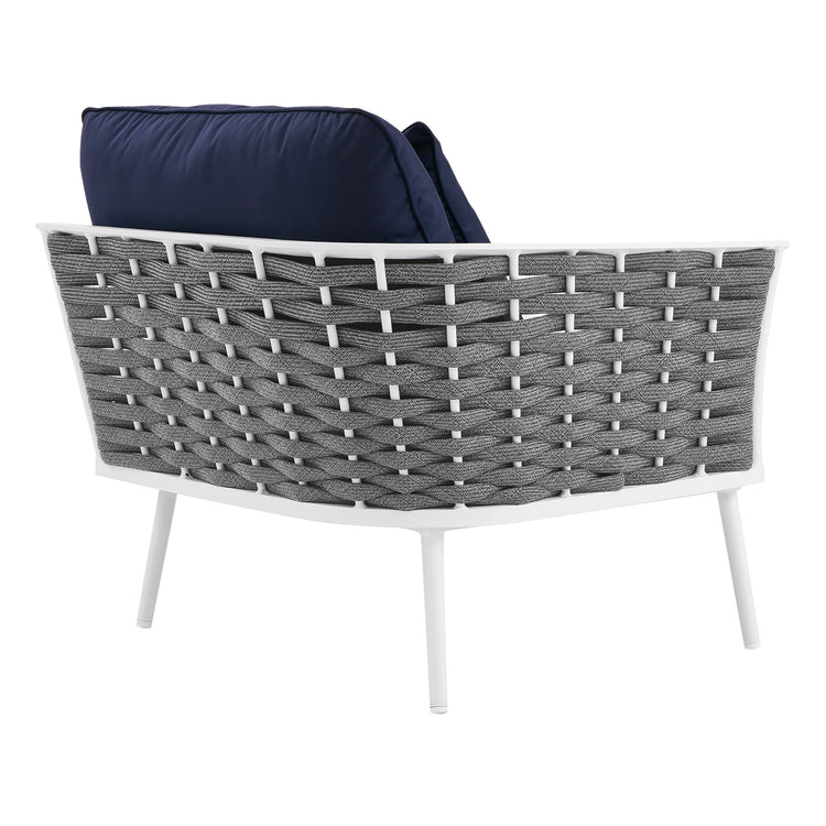 Stance Outdoor Patio Aluminum Left-Facing Armchair - White Navy