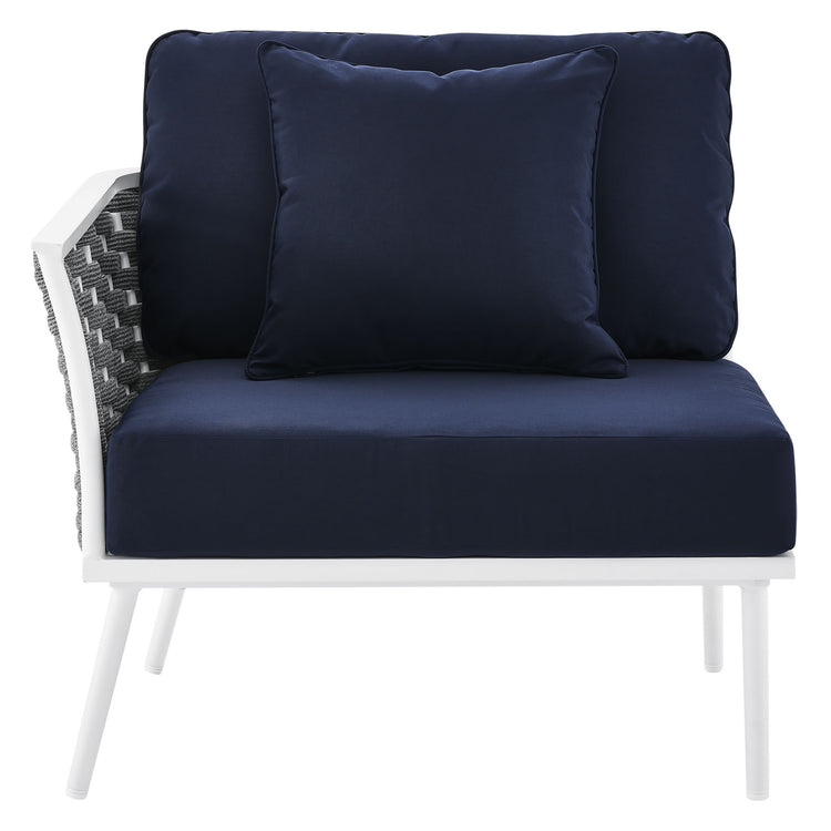 Stance Outdoor Patio Aluminum Left-Facing Armchair - White Navy