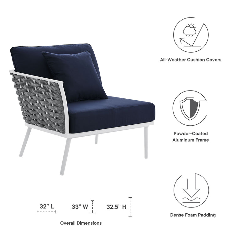 Stance Outdoor Patio Aluminum Left-Facing Armchair - White Navy