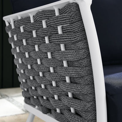 Stance Outdoor Patio Aluminum Left-Facing Armchair - White Navy