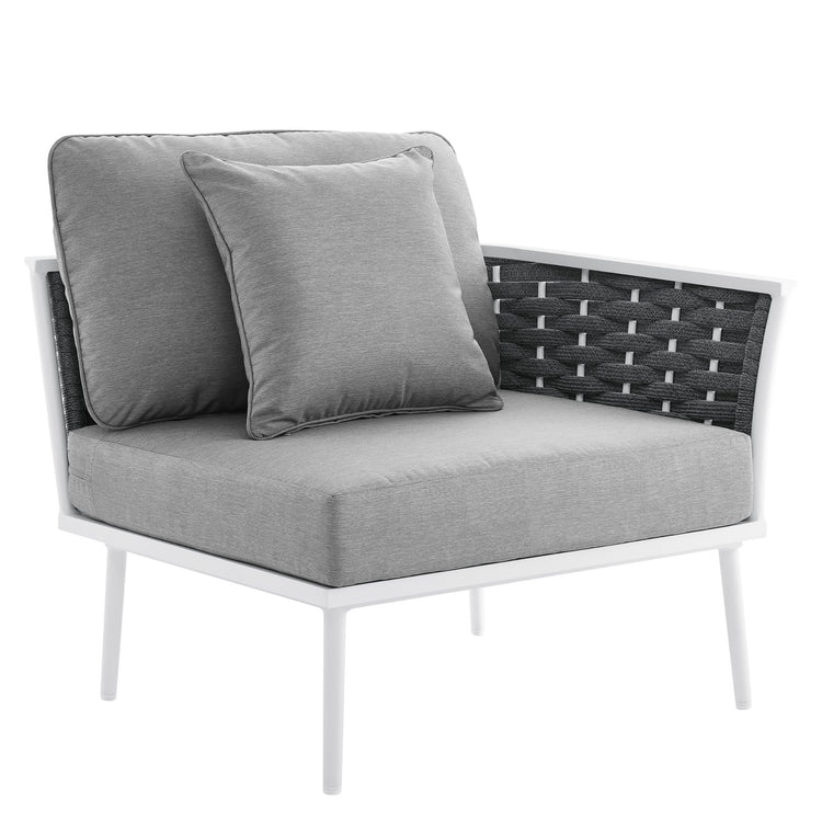 Stance Outdoor Patio Aluminum Right-Facing Armchair - White Gray