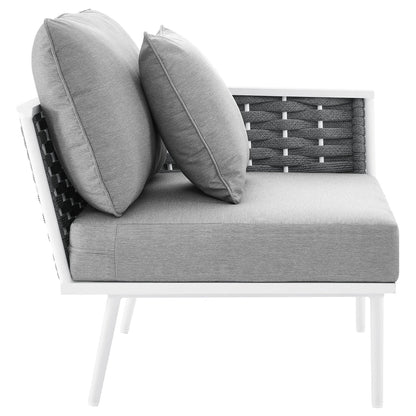 Stance Outdoor Patio Aluminum Right-Facing Armchair - White Gray