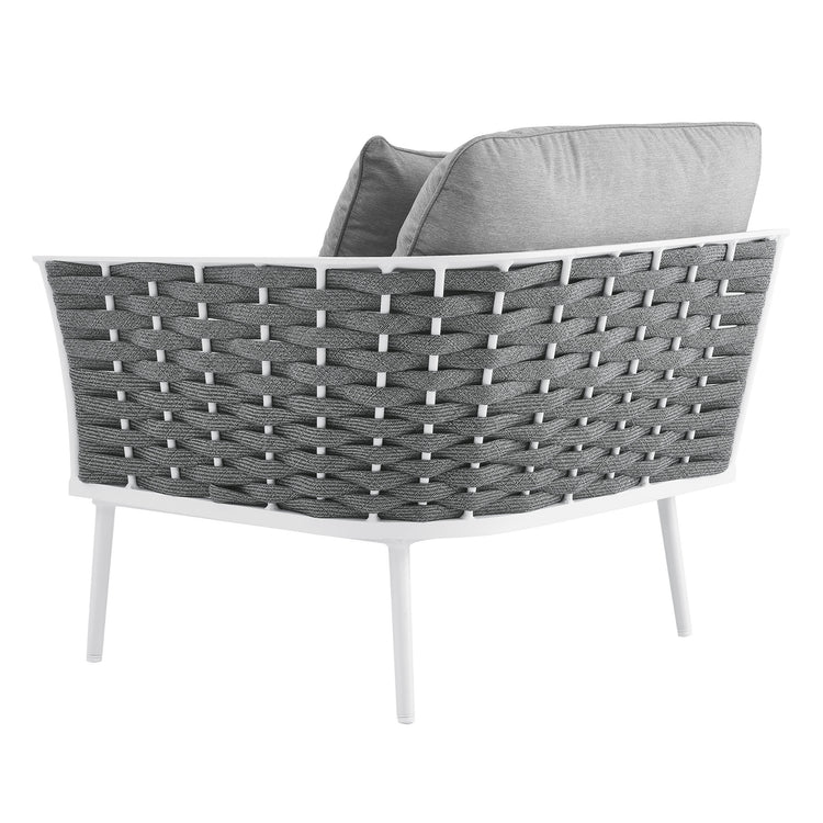 Stance Outdoor Patio Aluminum Right-Facing Armchair - White Gray