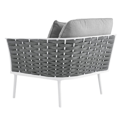 Stance Outdoor Patio Aluminum Right-Facing Armchair - White Gray