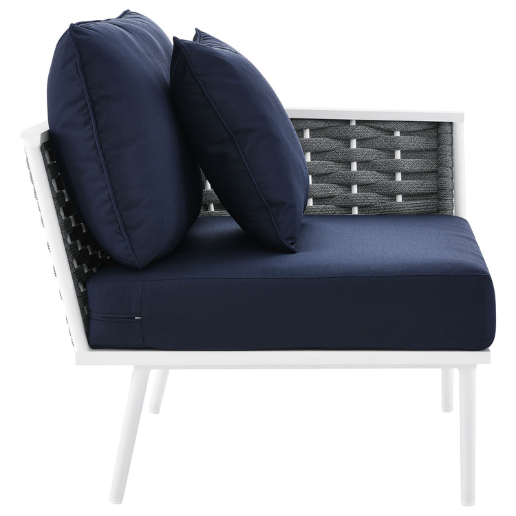 Stance Outdoor Patio Aluminum Right-Facing Armchair - White Navy