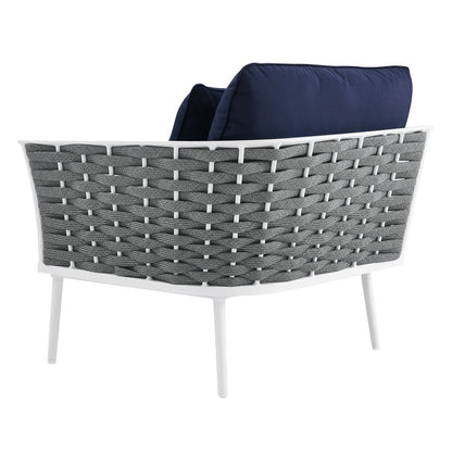 Stance Outdoor Patio Aluminum Right-Facing Armchair - White Navy