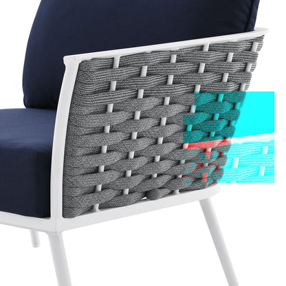 Stance Outdoor Patio Aluminum Right-Facing Armchair - White Navy