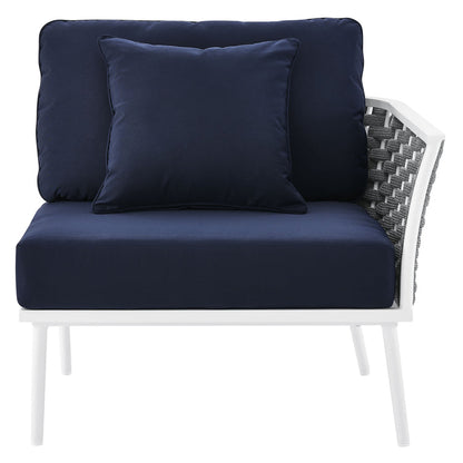 Stance Outdoor Patio Aluminum Right-Facing Armchair - White Navy