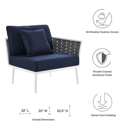 Stance Outdoor Patio Aluminum Right-Facing Armchair - White Navy