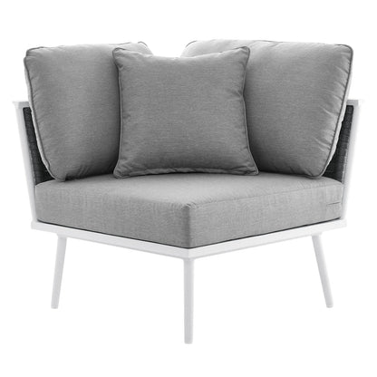 Stance Outdoor Patio Aluminum Corner Chair - White Gray