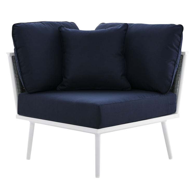 Stance Outdoor Patio Aluminum Corner Chair - White Navy