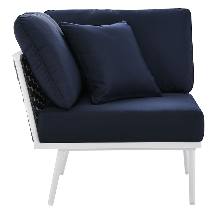 Stance Outdoor Patio Aluminum Corner Chair - White Navy