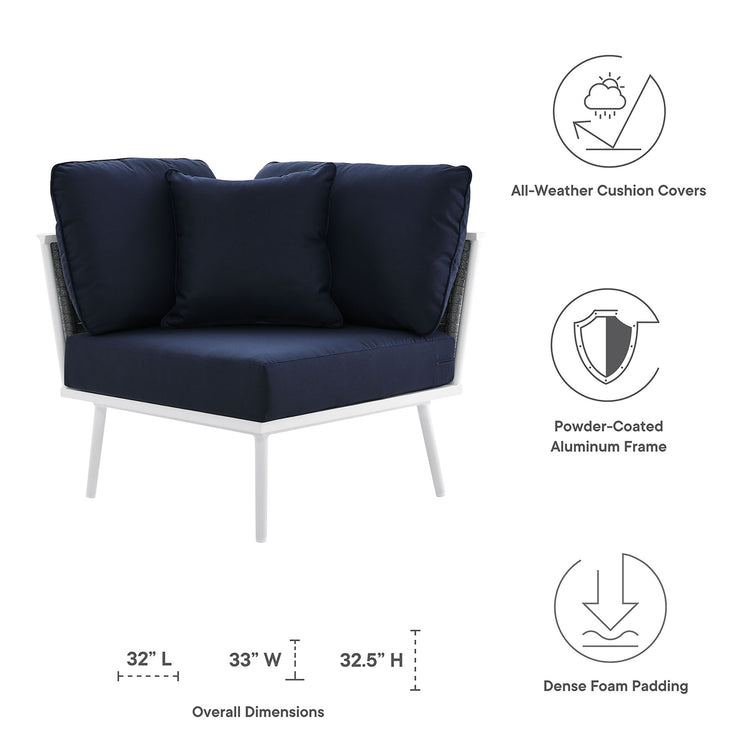 Stance Outdoor Patio Aluminum Corner Chair - White Navy