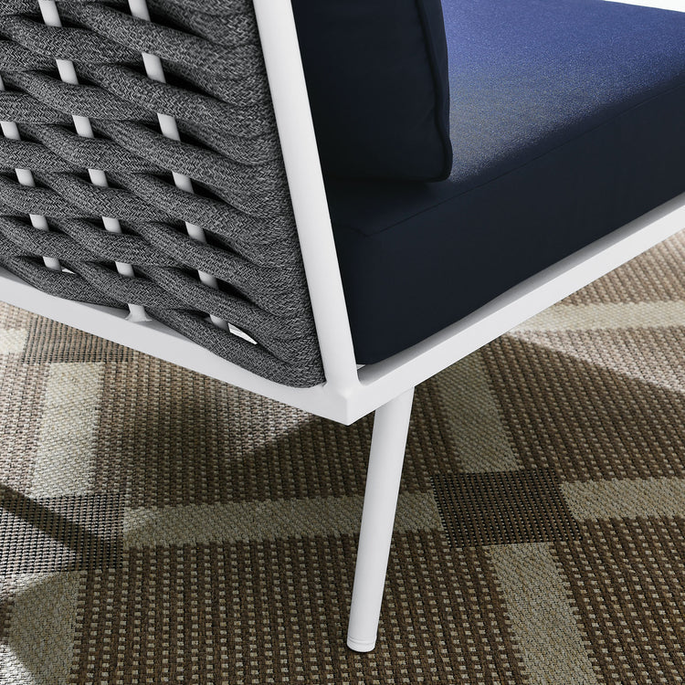 Stance Outdoor Patio Aluminum Corner Chair - White Navy