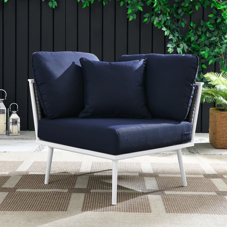 Stance Outdoor Patio Aluminum Corner Chair - White Navy