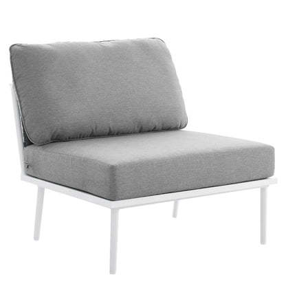 Stance Outdoor Patio Aluminum Armless Chair - White Gray