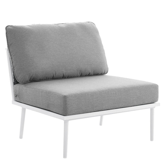 Stance Outdoor Patio Aluminum Armless Chair - White Gray