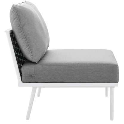 Stance Outdoor Patio Aluminum Armless Chair - White Gray