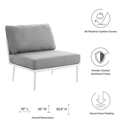 Stance Outdoor Patio Aluminum Armless Chair - White Gray