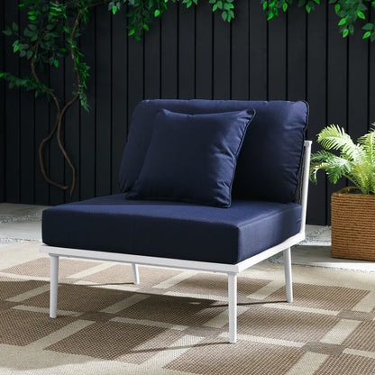 Stance Outdoor Patio Aluminum Armless Chair - White Navy