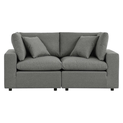 Commix Overstuffed Outdoor Patio Loveseat - Charcoal