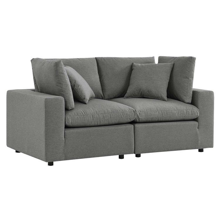 Commix Overstuffed Outdoor Patio Loveseat - Charcoal