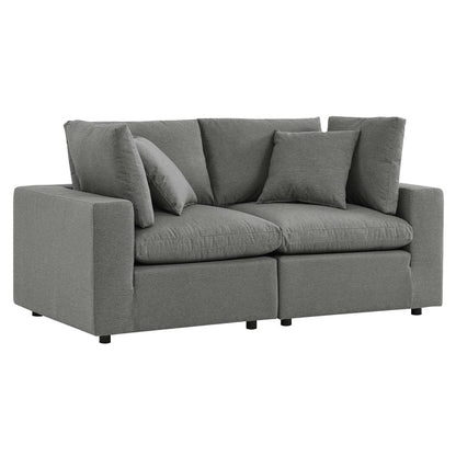 Commix Overstuffed Outdoor Patio Loveseat - Charcoal