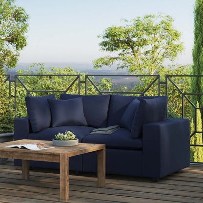 Commix Overstuffed Outdoor Patio Loveseat - Navy