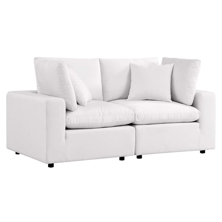 Commix Overstuffed Outdoor Patio Loveseat - White