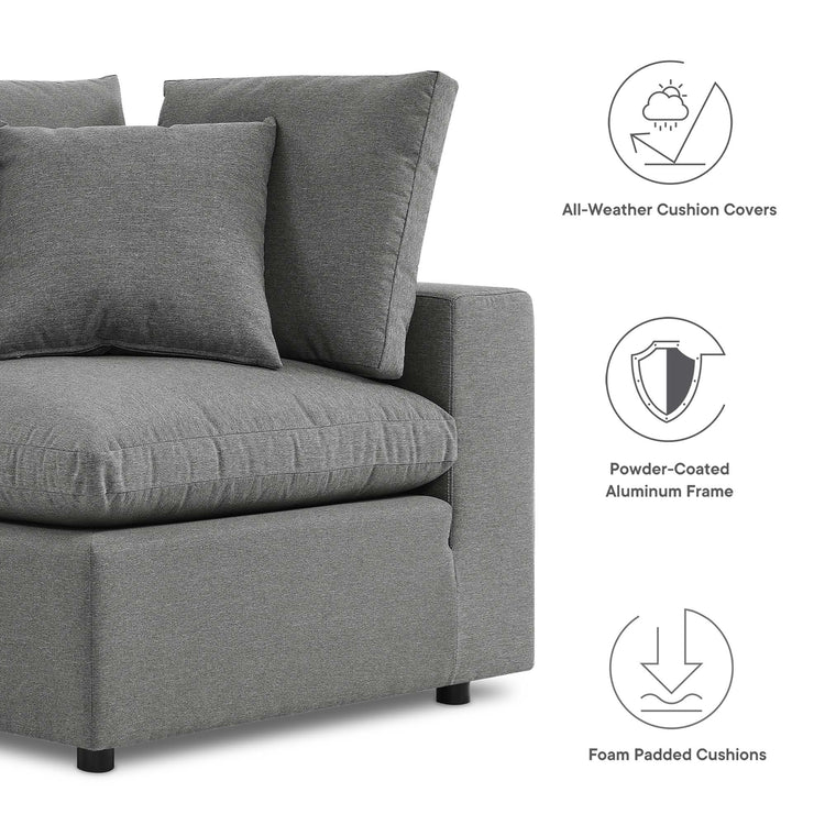 Commix Overstuffed Outdoor Patio Sofa - Charcoal