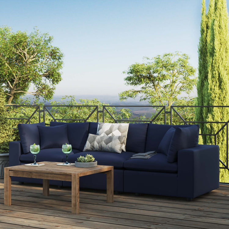 Commix Overstuffed Outdoor Patio Sofa - Navy