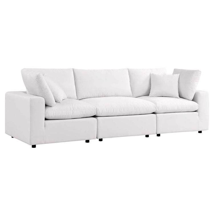 Commix Overstuffed Outdoor Patio Sofa - White