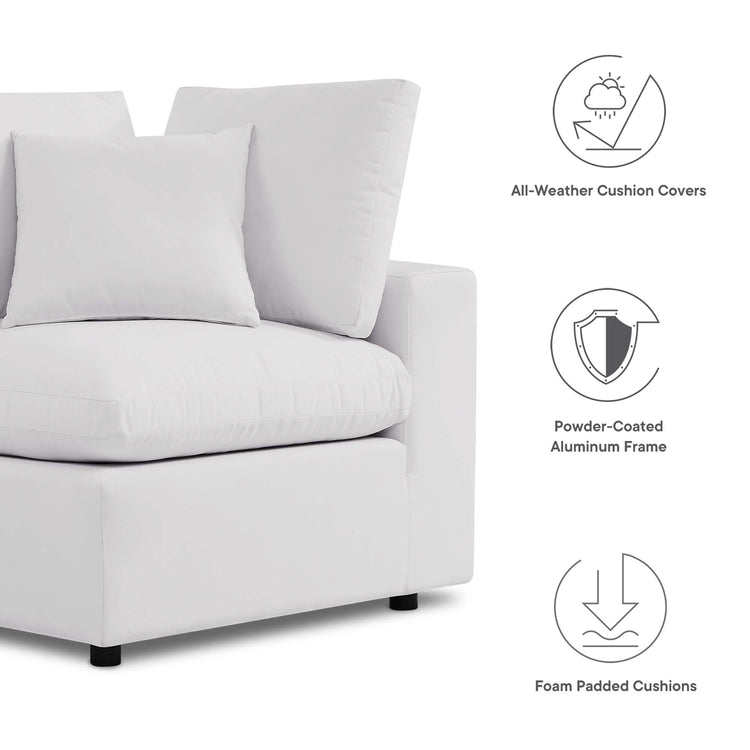 Commix Overstuffed Outdoor Patio Sofa - White