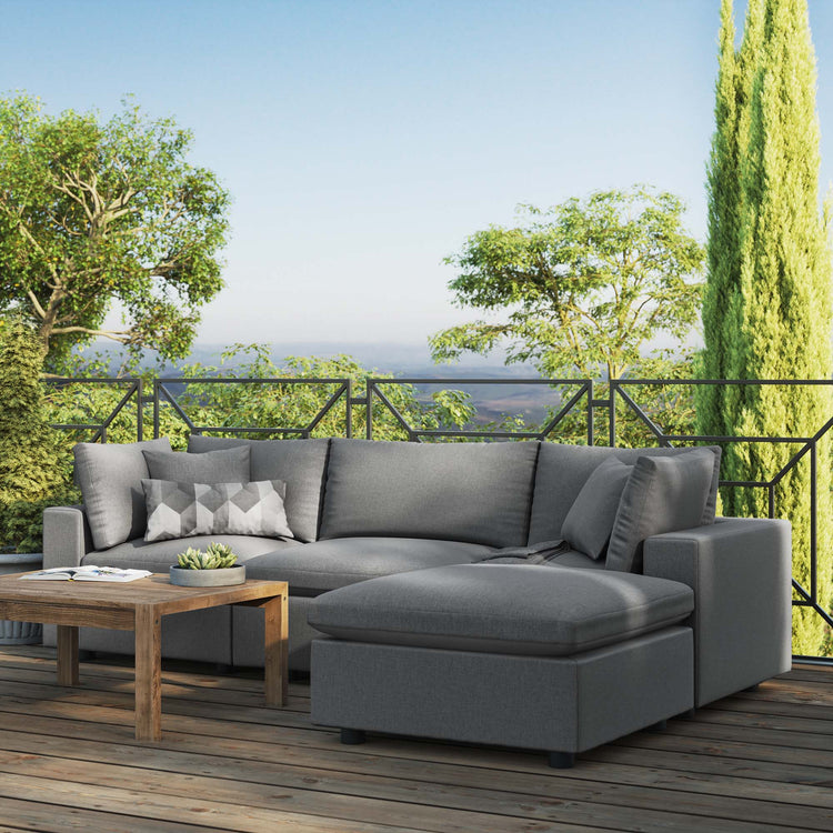 Commix 4-Piece Outdoor Patio Sectional Sofa - Charcoal