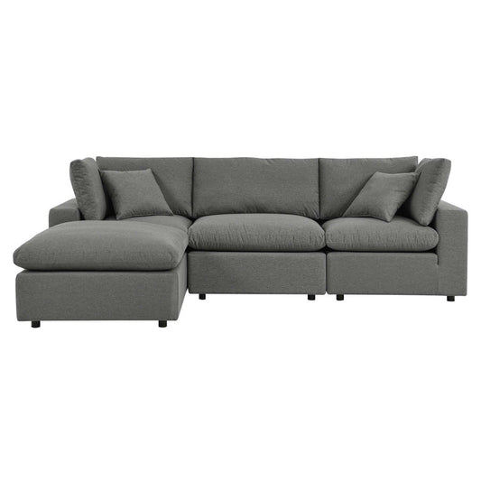 Commix 4-Piece Outdoor Patio Sectional Sofa - Charcoal